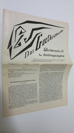 Martin Barkhoff (red.) : Das Goetheanum nr. 26/1985 : Wochenschrift fur Anthroposophie