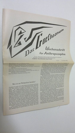 Martin Barkhoff (red.) : Das Goetheanum nr. 26-35/1990 : Wochenschrift fur Anthroposophie