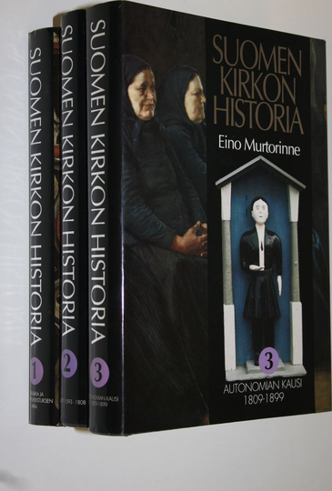 Kauko Pirinen : Suomen kirkon historia 1-3 : Keskiaika ja uskonpuhdistuksen aika ; vuodet 1593-1808 ; Autonomian kausi 1809-1899
