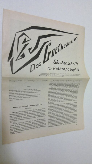 Martin Barkhoff (red.) : Das Goetheanum nr. 15/1985 : Wochenschrift fur Anthroposophie