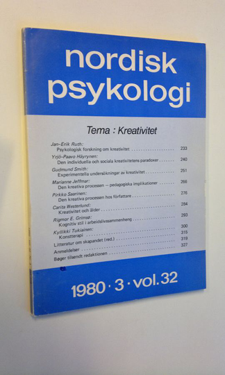 Jan-Erik Ruth ym. : Nordisk psykologi nro 3/1980 vol. 32
