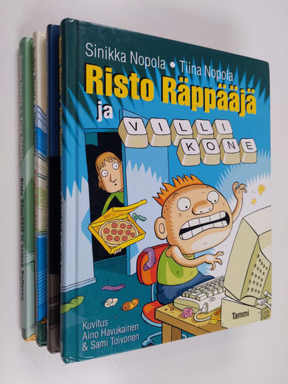 Sinikka Nopola ym. : Risto Räppääjä setti 4 kirjaa : Komea Kullervo ; Viimeinen tötterö ; Kauhea makkara ; Villi kone
