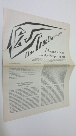 Martin Barkhoff (red.) : Das Goetheanum nr. 44/1988 : Wochenschrift fur Anthroposophie
