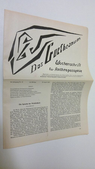 Martin Barkhoff (red.) : Das Goetheanum nr. 18/1985 : Wochenschrift fur Anthroposophie