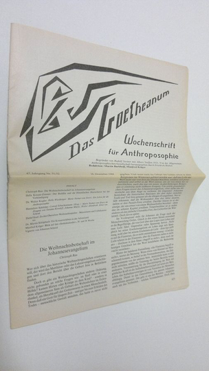 Martin Barkhoff (red.) : Das Goetheanum nr. 51-52/1988 : Wochenschrift fur Anthroposophie