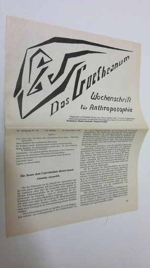 Martin Barkhoff (red.) : Das Goetheanum nr. 46/1985 : Wochenschrift fur Anthroposophie