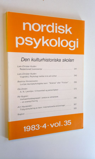 Nordisk psykologi : Den kulturhistoriska skolan 4/1983 vol. 35