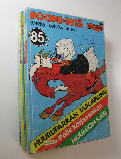 Roope-setä, nrot 9/86, 10/90, 5/91, 1/97, 12/97 ja 5/04