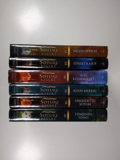 Erin Hunter : Soturikissat IV - Tähtien enne 1-6 ; Neljäs oppilas ; Etäiset kaiut ; Yön kuiskaukset ; Kuun merkki ; Unohdettu soturi ; Viimeinen ...