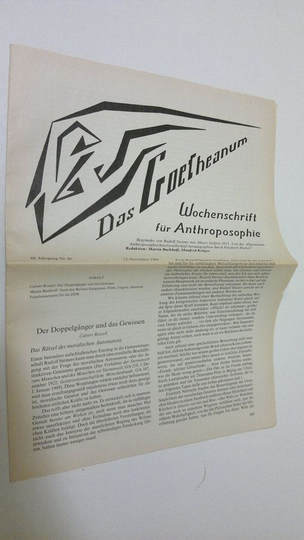 Martin Barkhoff (red.) : Das Goetheanum nr. 46/1989 : Wochenschrift fur Anthroposophie