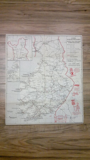 Suomen kulkuneuvojen kartta = Karta till Finlands kommunikationer 1:2000000 (1945)