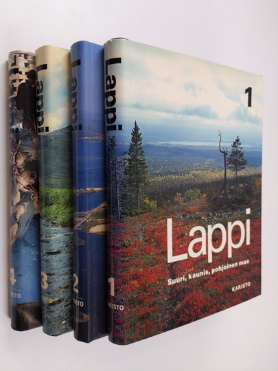 Lappi 1-4 : Suuri, kaunis, pohjoinen maa ; Elävä, toimiva maakunta ; Pohjolan luonto, luonnonvarat ja ihminen ; Saamelaisten ja suomalaisten maa