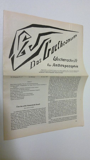 Martin Barkhoff (red.) : Das Goetheanum nr. 27/1985 : Wochenschrift fur Anthroposophie